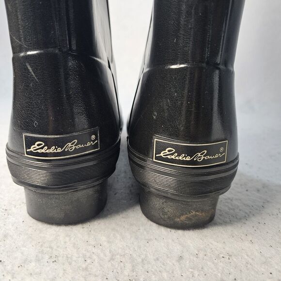 EDDIE BAUER Black Rain Boot Sz7 Round Toe Flats - Picture 4 of 7